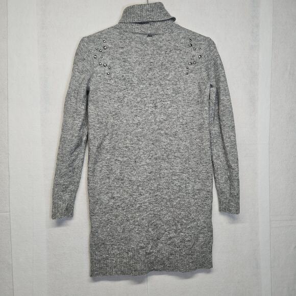 Ikks Gray Soft Wool blend Turtleneck Studded Tunic Sweater - Picture 8 of 9